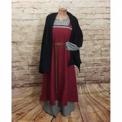 Wikinger Leinen Schürzenkleid, Überkleid bordeaux , Mittelalter Kleid, Wiki Schürze, LARP, SCA, Toraxacum