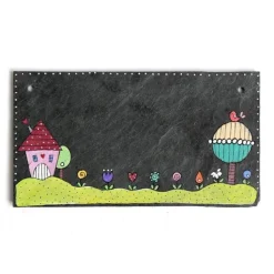 Willkommensschild aus Schiefer für Familien personalisiert mit Name, buntes Haustürschild, dekoratives Schieferschild, einzigartiges Namensschild, persönliches Türschild