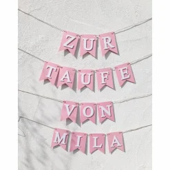 Wimpel Girlande zur Taufe auf Wunsch personalisiert mit Wunschnamen Wimpelkette mit Namen Taufkind Dekoration