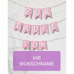 Wimpel Girlande zur Taufe auf Wunsch personalisiert mit Wunschnamen Wimpelkette mit Namen Taufkind Dekoration