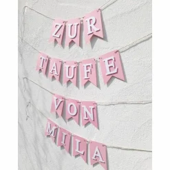 Wimpel Girlande zur Taufe auf Wunsch personalisiert mit Wunschnamen Wimpelkette mit Namen Taufkind Dekoration