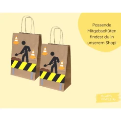 Wimpelkette Bagger | Girlande Baustelle | Bastelset | Baustelle Geburtstag | Bagger Geburtstag | Baustellen Deko