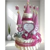 Windeltorte Mädchen Windelschloss pink personalisiert mit Namen – Prinzessin Geschenk