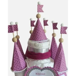 Windeltorte Mädchen Windelschloss pink personalisiert mit Namen – Prinzessin Geschenk