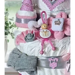 Windeltorte Mädchen Windelschloss rosa personalisiert mit Namen