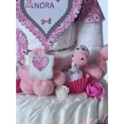 Windeltorte Windelschloss rosa Mädchen personalisiert mit Namen