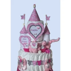 Windeltorte Windelschloss rosa Mädchen personalisiert mit Namen