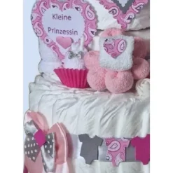 Windeltorte Windelschloss rosa Mädchen personalisiert mit Namen