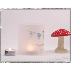 Windlicht - Kommunion mit Wimpelkette Mädchen