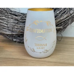 Windlicht | Konfirmation | Kommunion | Patenkind | Patengeschenk | personalisiertes Windlicht | Geschenk | Glas