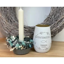 Windlicht | Konfirmation | Kommunion | Patenkind | Patengeschenk | personalisiertes Windlicht | Geschenk | Glas
