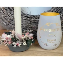 Windlicht | Konfirmation | Kommunion | Patenkind | Patengeschenk | personalisiertes Windlicht | Geschenk | Glas