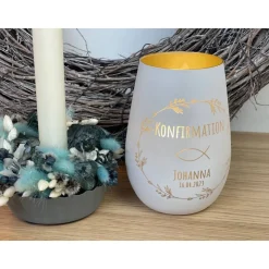 Windlicht | Konfirmation | Kommunion | Patenkind | Patengeschenk | personalisiertes Windlicht | Geschenk | Glas