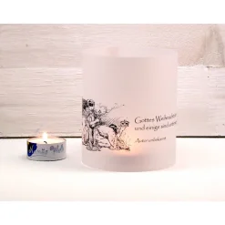 Windlicht Advent Sinnspruch Gottes Weihnacht Lichthülle aus Transparentpapier