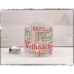 Windlicht Fröhliche Weihnachten in vielen Sprachen
