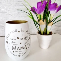 Windlicht graviert Mama – Persönliches Familien Geschenk & Erinnerungslicht