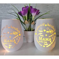Windlicht graviert Mama – Persönliches Familien Geschenk & Erinnerungslicht