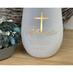 Windlicht zur Konfirmation | Kommunion | Firmung | Taufe | personalisiert | Teelichthalter | Kerzenhalter | Geschenk