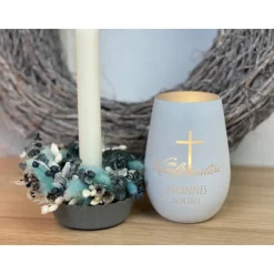 Windlicht zur Konfirmation | Kommunion | Firmung | Taufe | personalisiert | Teelichthalter | Kerzenhalter | Geschenk
