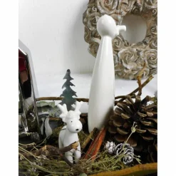 Winterdeko Tischdeko Windlicht, silberfarben grau