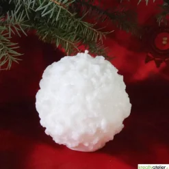 Winterkerze Schneeball mit feinem Glitzer - Winterdeko