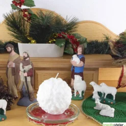 Winterkerze Schneeball mit feinem Glitzer - Winterdeko