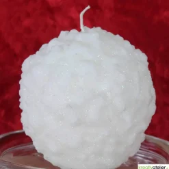 Winterkerze Schneeball mit feinem Glitzer - Winterdeko