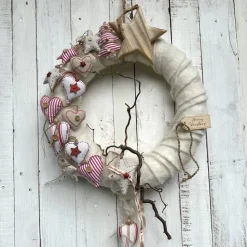 Winterkranz Türschmuck Skandinavischer Landhausstil – Handgefertigter Weihnachtskranz Ø 43 cm