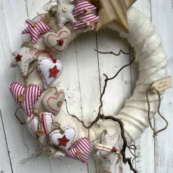 Winterkranz Türschmuck Skandinavischer Landhausstil – Handgefertigter Weihnachtskranz Ø 43 cm