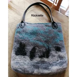 WIntertasche, Shopper handgefilzt mit Motiv