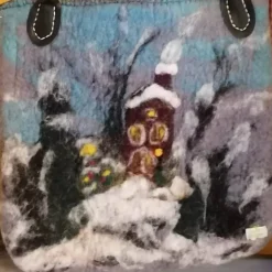 WIntertasche, Shopper handgefilzt mit Motiv