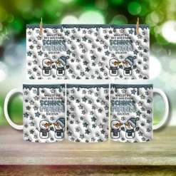 Wintertasse, bedruckte 3D Optik Schneemänner Schneemann bauen