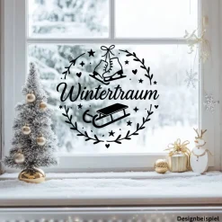 Wintertraum saisonaler Aufkleber Fensterbild für die Weihnachts- und Adventszeit