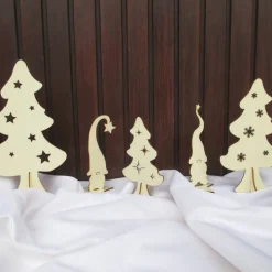 Winter-Wichtel-Wald 5er-Set aus Holz