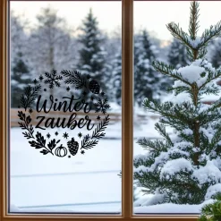 Winterzeit saisonaler Aufkleber Fensterbild für die Weihnachts- und Adventszeit