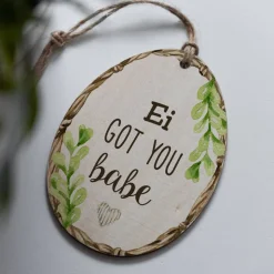 Witziges Osteranhänger Set aus Holz / Holzeier mit witzigen Sprüchen als Osterdeko, Geschenkanhänger oder Ostergeschenk