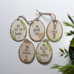 Witziges Osteranhänger Set aus Holz / Holzeier mit witzigen Sprüchen als Osterdeko, Geschenkanhänger oder Ostergeschenk