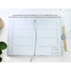Wochenkalender & Terminplaner 2026 A5 mit vielen Extras personalisiert botanisch Pflanzen Blätter grün