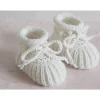 wollweiße Babyschuhe, 0-3 Monate, gestrickt, aus Wolle, in Patentmuster