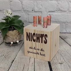 Würfel aus Holz für die die sich NICHTS wünschen Geldgeschenk zum Geburtstag mit Spruch Geschenk zum Geld verschenken