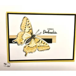 Wunderschöne   Dankekarte  mit gelbem Schmetterling & Grusstext Handgefertigt mit Stampin'Up!
