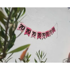 Wunderschöne Girlande 70 Zahlengirlande zum Geburtstag, Jubiläum in Pink, Rosa und Gold, handgefertigt