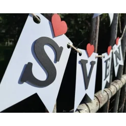 Wunderschöne Girlande zur Hochzeit Namensgirlande mit Herzen handgefertigte personalisierte Dekoration zur Heirat Wimpel