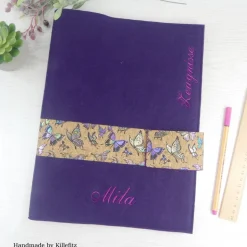 wunderschöne lila Zeugnismappe, Filz, personalisiert, A4, Dokumentenmappe, Schulanfang Mädchen, Einschulungsgeschenk