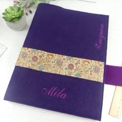 wunderschöne lila Zeugnismappe, Filz, personalisiert, A4, Dokumentenmappe, Schulanfang Mädchen, Einschulungsgeschenk