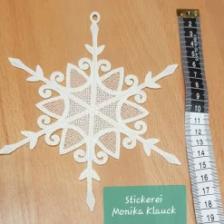 Wunderschöne Schneeflocke, cremeweiß , gestickt in Lace-Stickerei