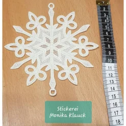 Wunderschöne Schneeflocke, cremeweiß , gestickt in Lace-Stickerei