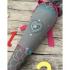wunderschöne Schultüte / Zuckertüte aus Stoff in Grau mit Herzen und Glitzer