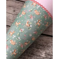 wunderschöne Schultüte aus Stoff mit Rehen in Rosa & Mint nach Wunsch personalisiert