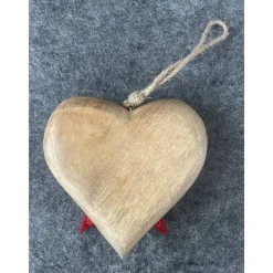 Wunderschönes massives Holzherz mit Stern und Tannenbaum, edel